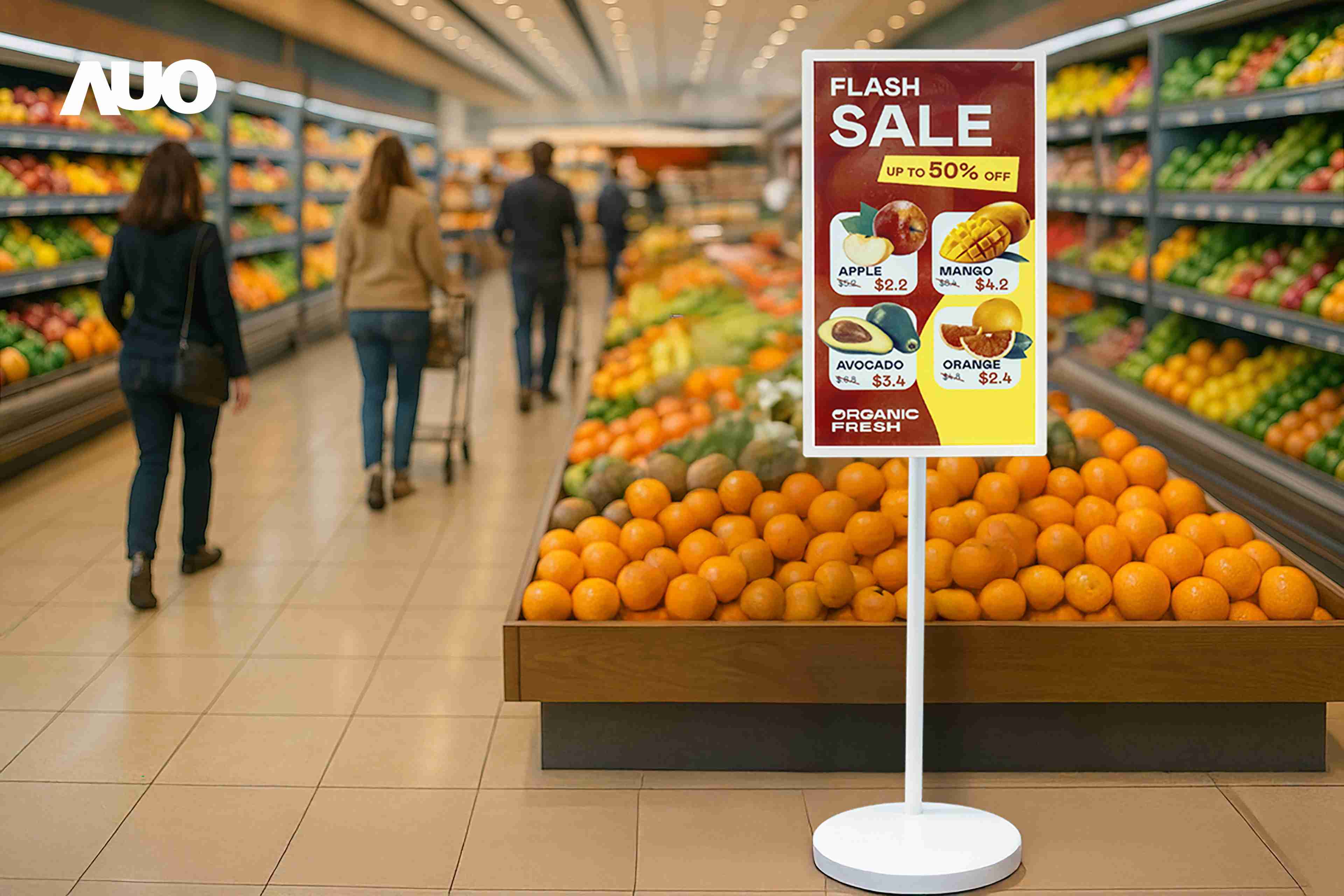 达擎首亮相低功耗、、、、全彩的〝aecoPost电子纸解决方案〞，，仅在更新画面时需要微量的电力驱动，，，，无需布建电线的便捷设计，，，，使其可灵活应用、、、、随意置放，，并可透过云端或行动装置app，，，轻松管理及排程广告内容，，晋升店头营销利器。。